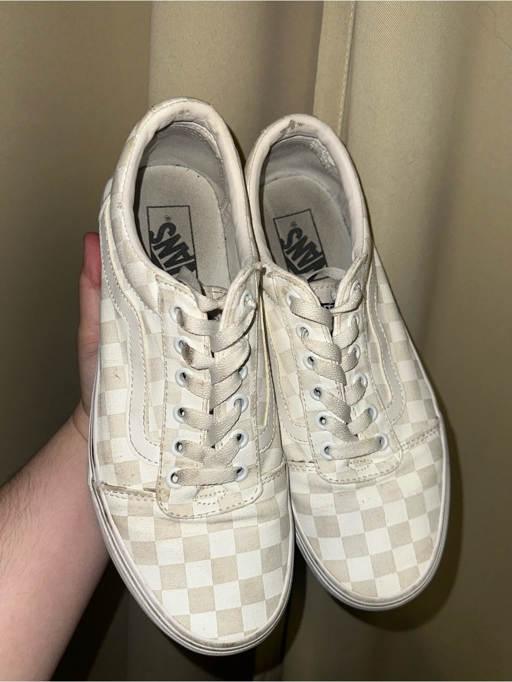 Vans Old Skool low-top sneakers white checkerboard colorway women’s size 9